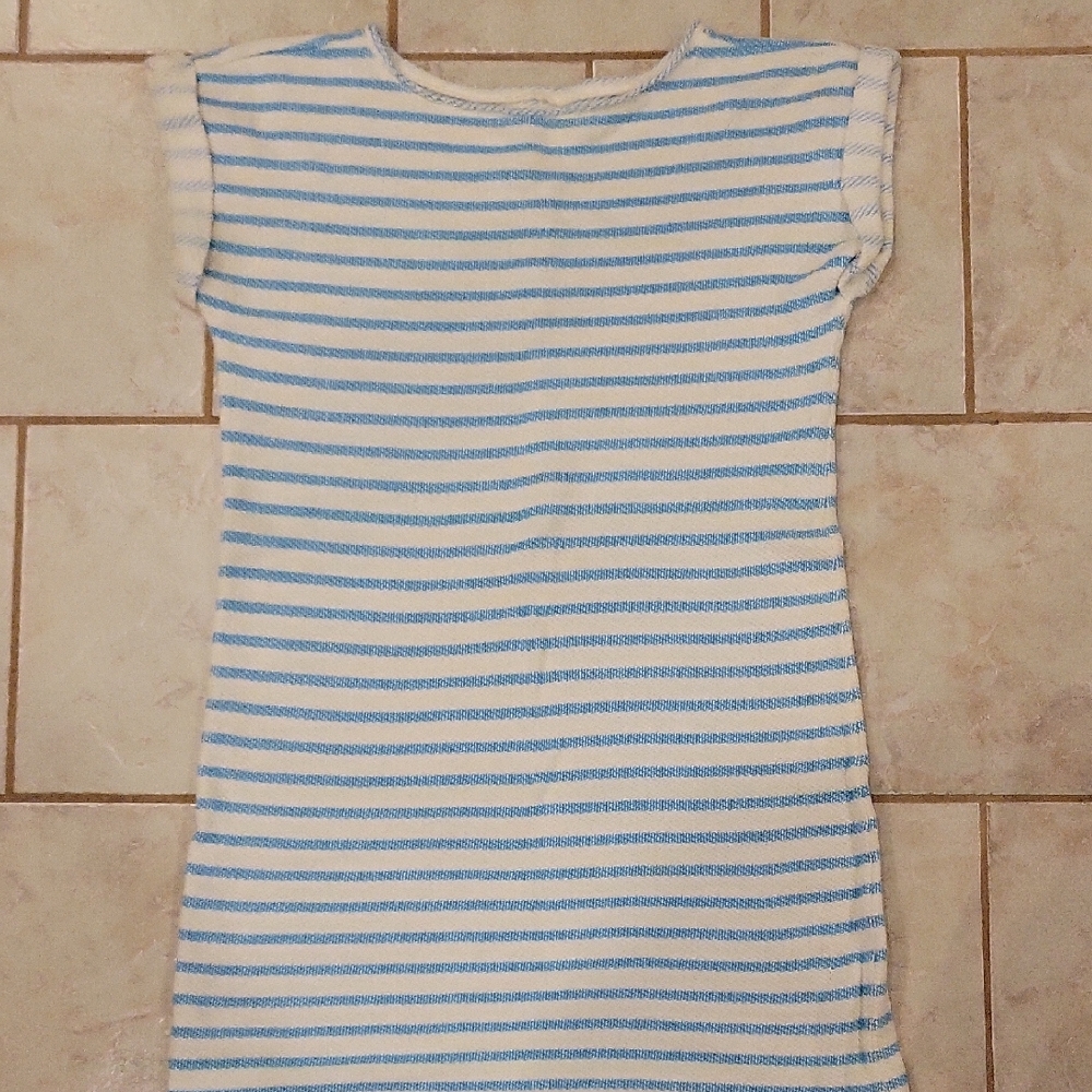 Lou & Grey Sky Blue and White Knit Dress Beach Cover Up SOFT Size L